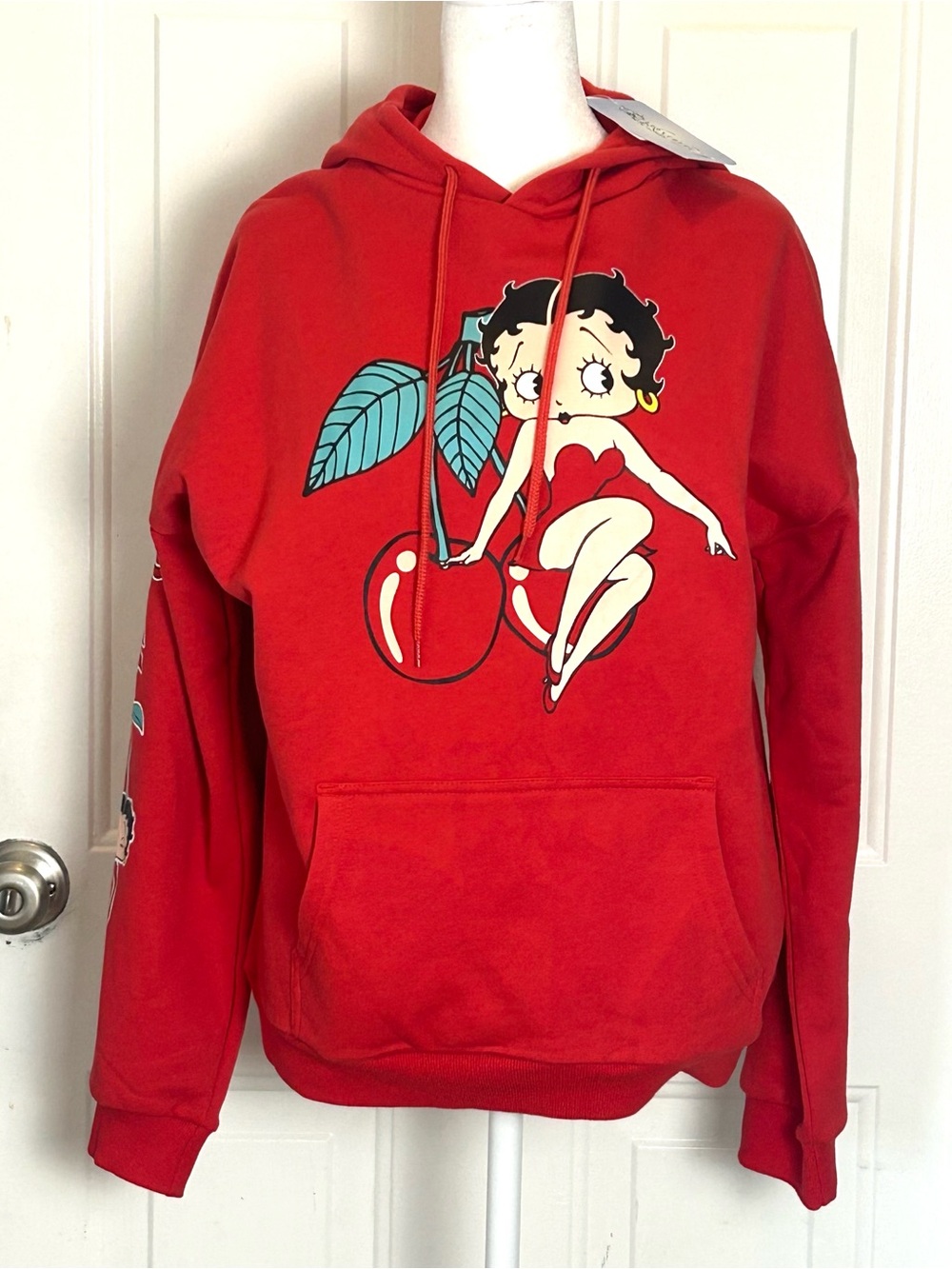 Betty Boop Hoodie Womens Medium Classic Retro Cartoon Hooded Red Sweatshirt